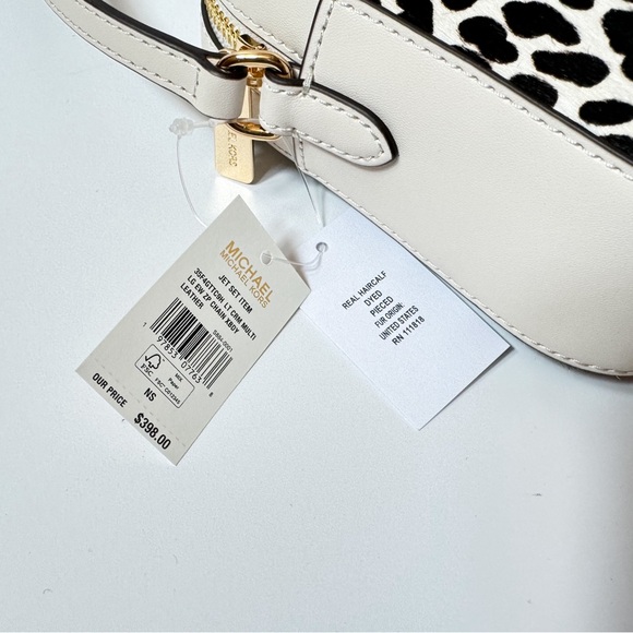 Michael Kors Jet Set Iten Chain Crossbody Bag Light Cream Multi Exotic Hair Calf - Picture 13 of 16